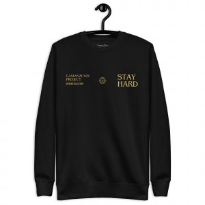 Sudadera sin capucha Stay Hard de GamanZuyoi Superior Collection color negro parte delantera
