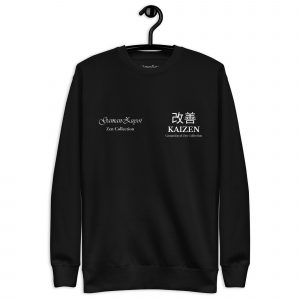 Sudadera sin capucha Kaizen de GamanZuyoi Zen Collection color negro parte delantera