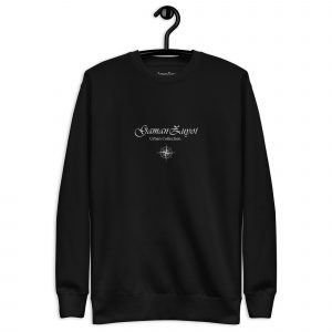 Sudadera sin capucha modelo New Horizons de GamanZuyoi Urban Collection color negro parte delantera