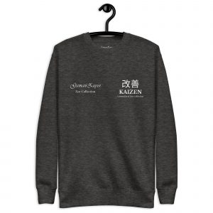 Sudadera sin capucha Kaizen de GamanZuyoi Zen Collection color gris jaspeado parte delantera