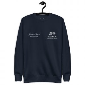 Sudadera sin capucha Kaizen de GamanZuyoi Zen Collection color azul marino parte delantera
