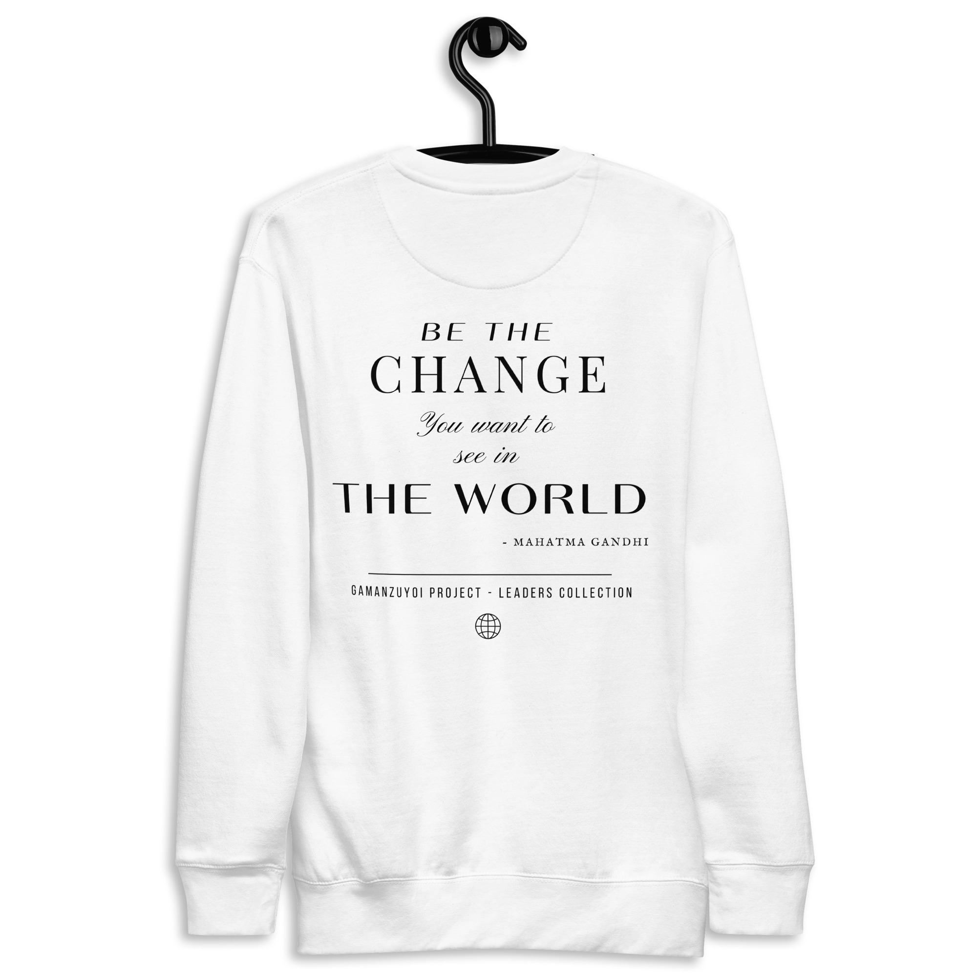 Sudadera sin capucha Be The Change de GamanZuyoi Leader's Collection color blanco parte trasera