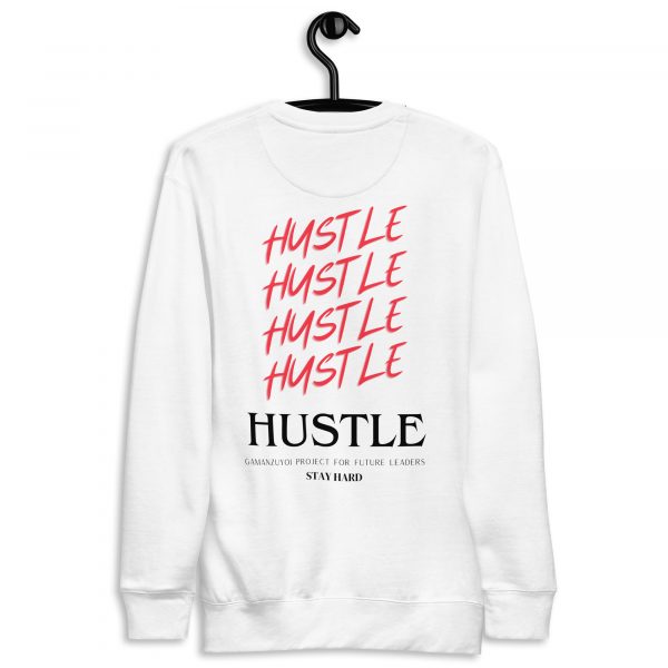 Sudadera sin capucha Hustle de GamanZuyoi Leader's Collection color blanco parte trasera