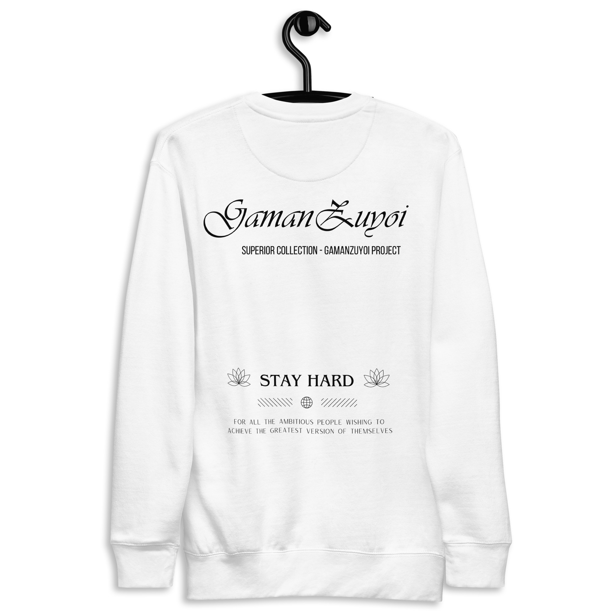 Sudadera sin capucha Superior de GamanZuyoi Superior Collection color blanco parte trasera