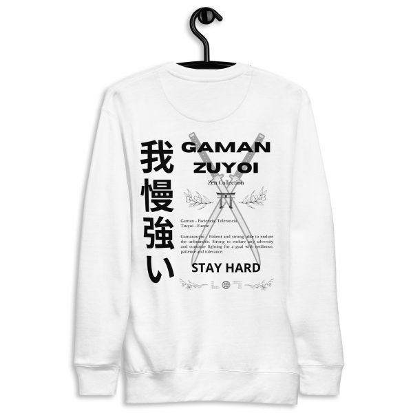 Sudadera sin capucha GamanZuyoi de GamanZuyoi Zen Collection color blanco parte trasera