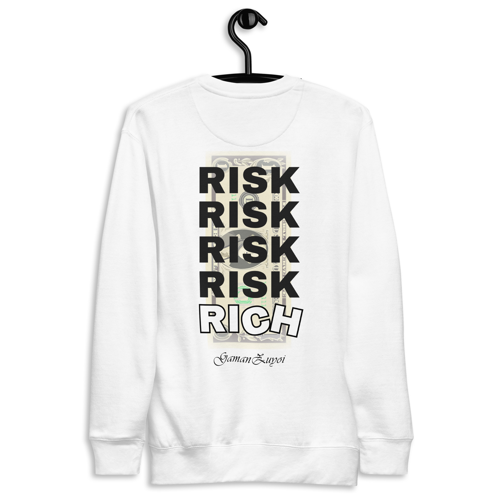 Sudadera sin capucha modelo RIch de GamanZuyoi Urban Collection color blanco parte trasera