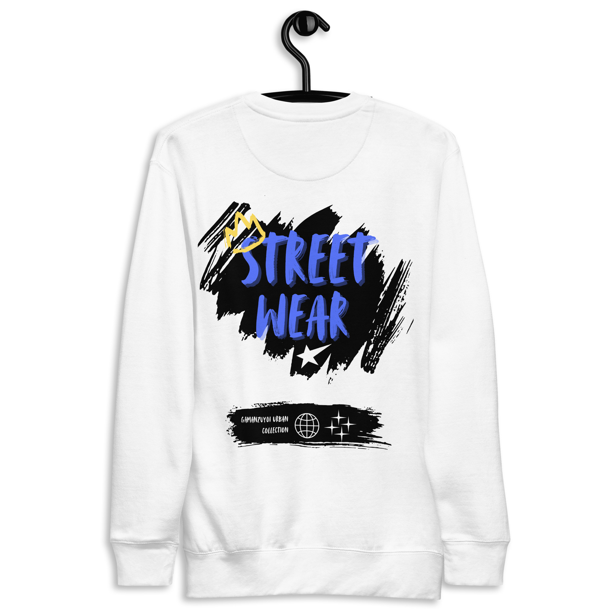 Sudadera sin capucha modelo Streetwear de GamanZuyoi Urban Collection color blanco parte trasera