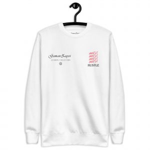 Sudadera sin capucha Hustle de GamanZuyoi Leader's Collection color blanco parte delantera