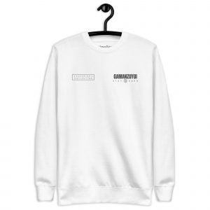Sudadera sin capucha Patient Strong de GamanZuyoi Superior Collection color blanco parte delantera