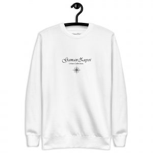 Sudadera sin capucha modelo New Horizons de GamanZuyoi Urban Collection color blanco parte delantera