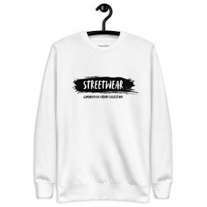 Sudadera sin capucha modelo Streetwear de GamanZuyoi Urban Collection color blanco parte delantera