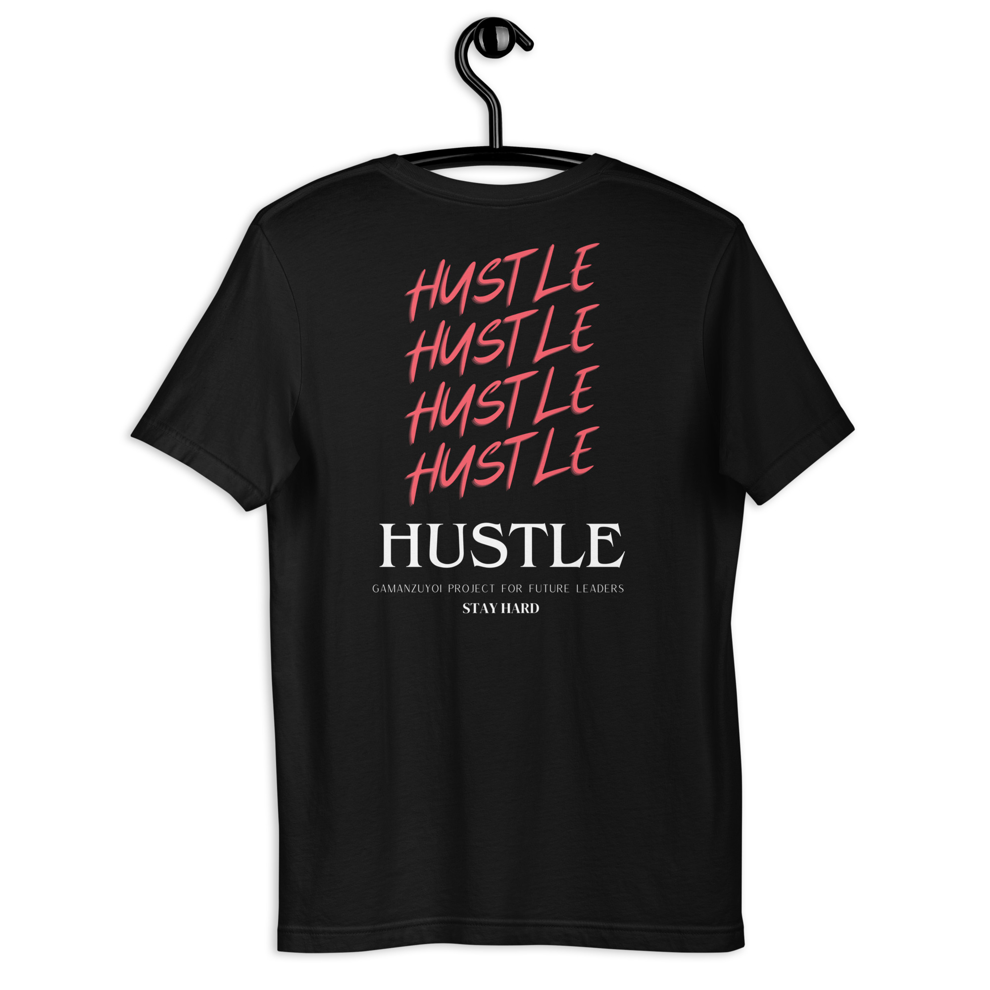 Camiseta de manga corta Hustle de GamanZuyoi Leader's Collection color negro parte trasera