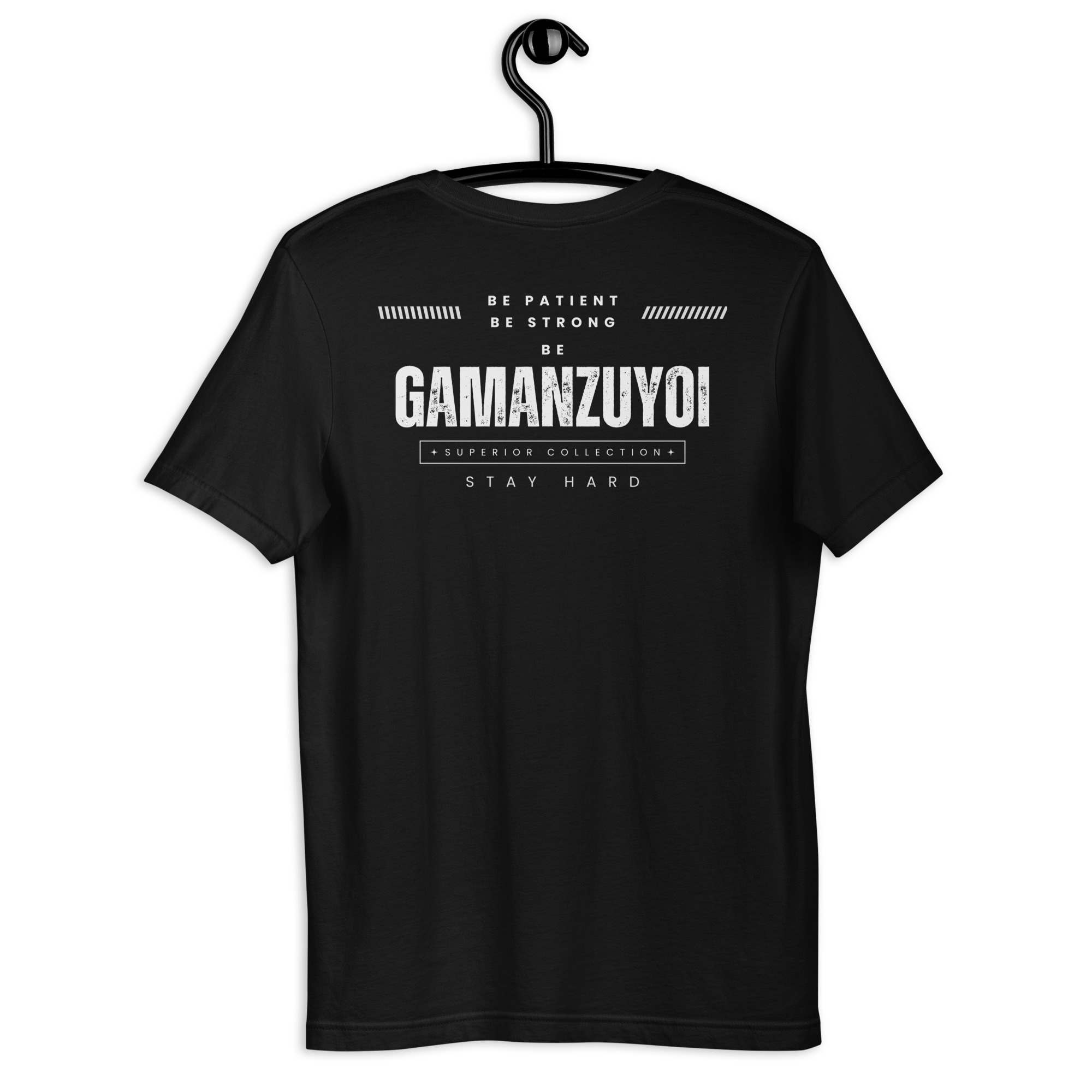 Camiseta manga corta Patient Strong de GamanZuyoi Superior Collection color negro parte delantera