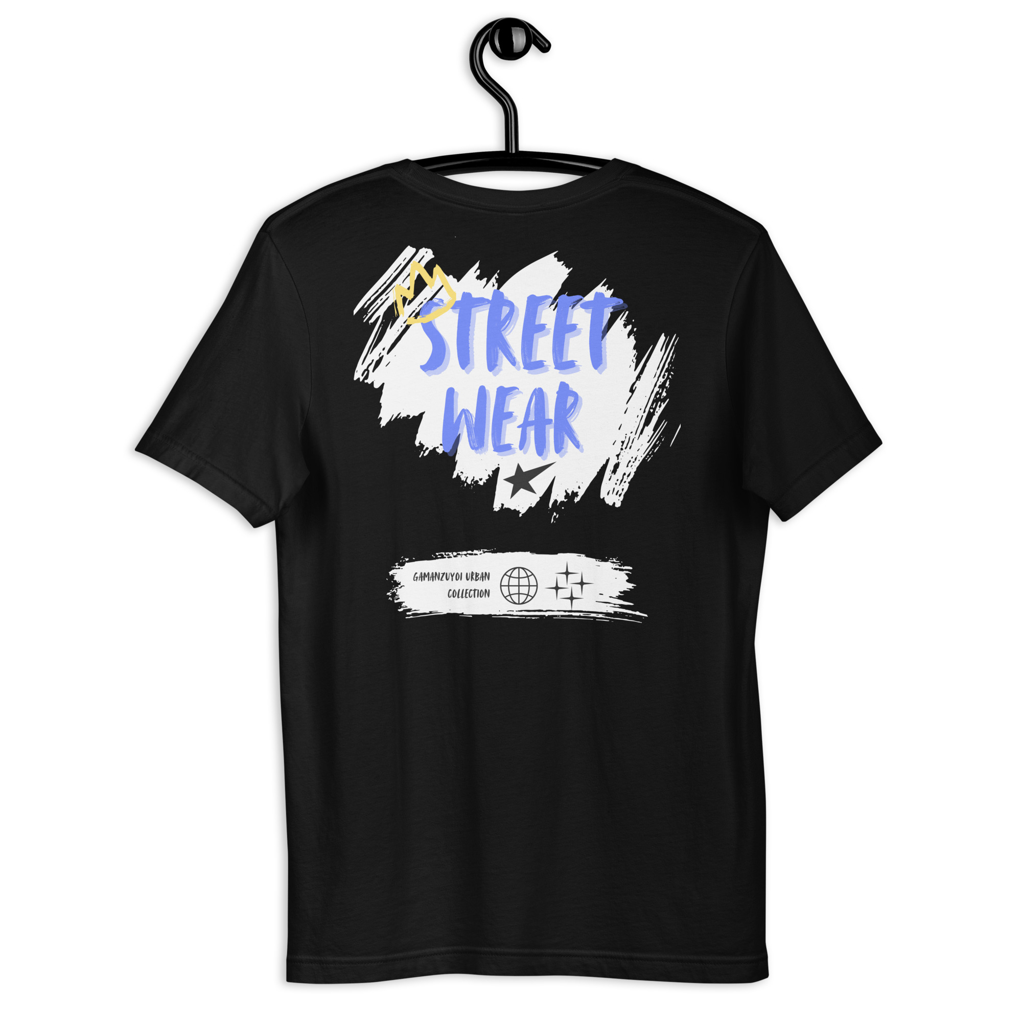 Camiseta de manga corta modelo Streetwear de GamanZuyoi Urban Collection color negro parte trasera