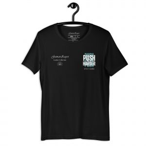 Camiseta de manga corta Push Harder de GamanZuyoi Leader's Collection color negro parte delantera