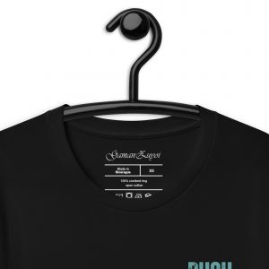 Camiseta de manga corta Push Harder de GamanZuyoi Leader's Collection color negro detalle etiqueta interior