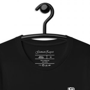Camiseta de manga corta moldelo GamanZuyoi de GamanZuyoi Zen Collection color negro detalle etiqueta interior