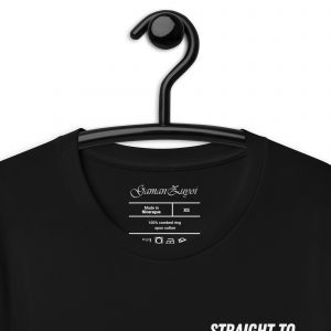 Camiseta de manga corta modelo Straight To The Top de GamanZuyoi Urban Collection color negro detalle etiqueta interior