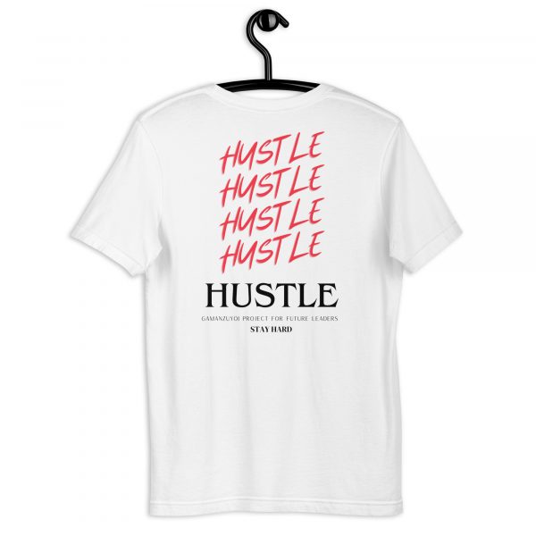 Camiseta de manga corta Hustle de GamanZuyoi Leader's Collection color blanco parte trasera