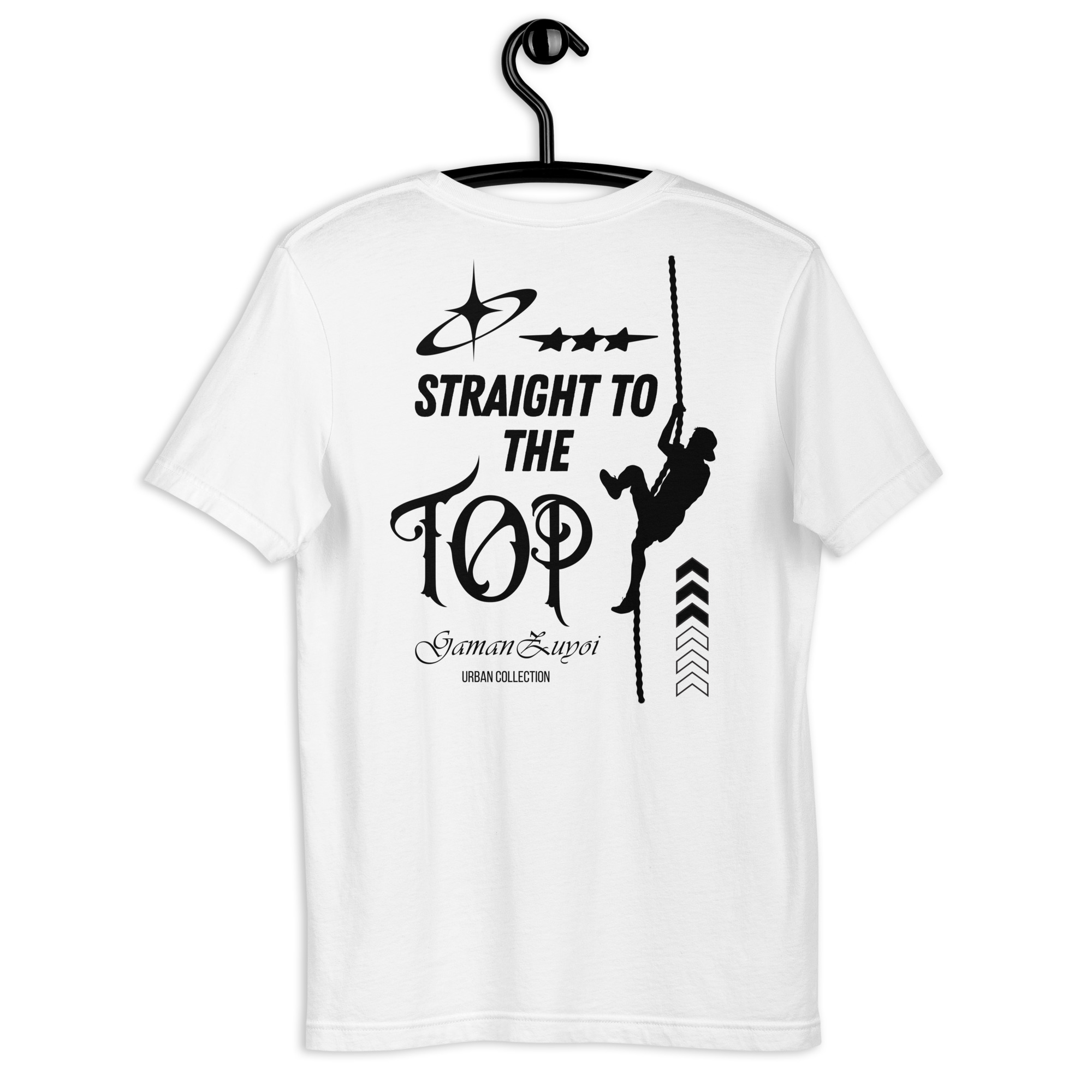 Camiseta de manga corta modelo Straight To The Top de GamanZuyoi Urban Collection color blanco parte trasera