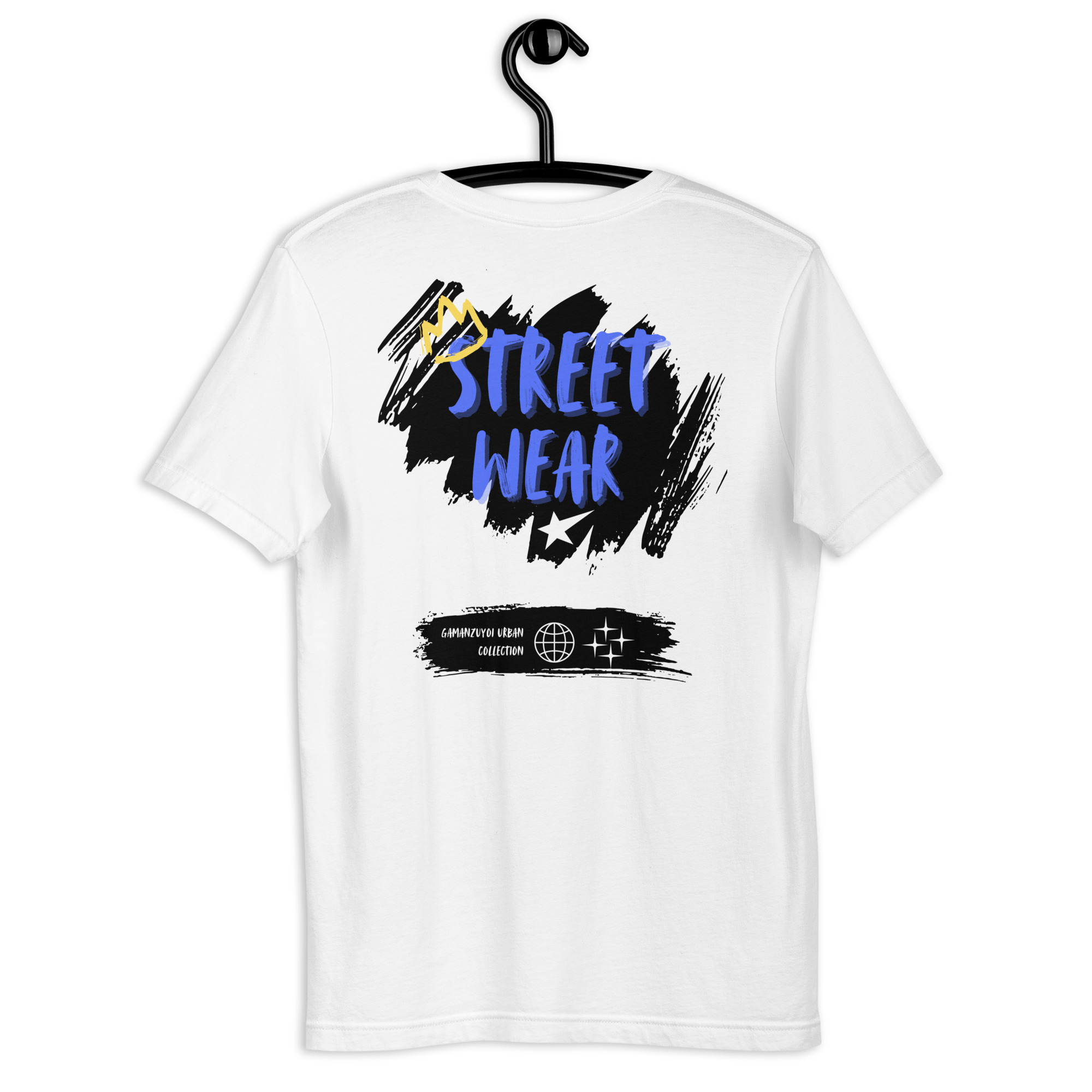 Camiseta de manga corta modelo Streetwear de GamanZuyoi Urban Collection color blanco parte trasera