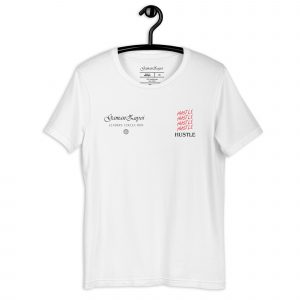 Camiseta de manga corta Hustle de GamanZuyoi Leader's Collection color blanco parte delantera
