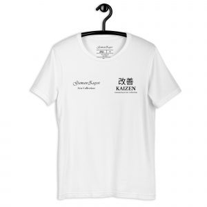Camiseta de manga corta moldelo Kaizen de GamanZuyoi Zen Collection color blanco parte delantera
