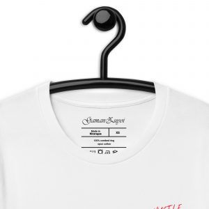 Camiseta de manga corta Hustle de GamanZuyoi Leader's Collection color blanco detalle etiqueta interior