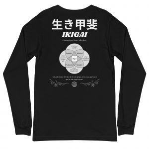 Camiseta manga larga modelo Ikigai de GamanZuyoi Zen Collection color negro parte trasera