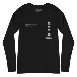 Camiseta manga larga modelo Ikigai de GamanZuyoi Zen Collection color negro parte delantera