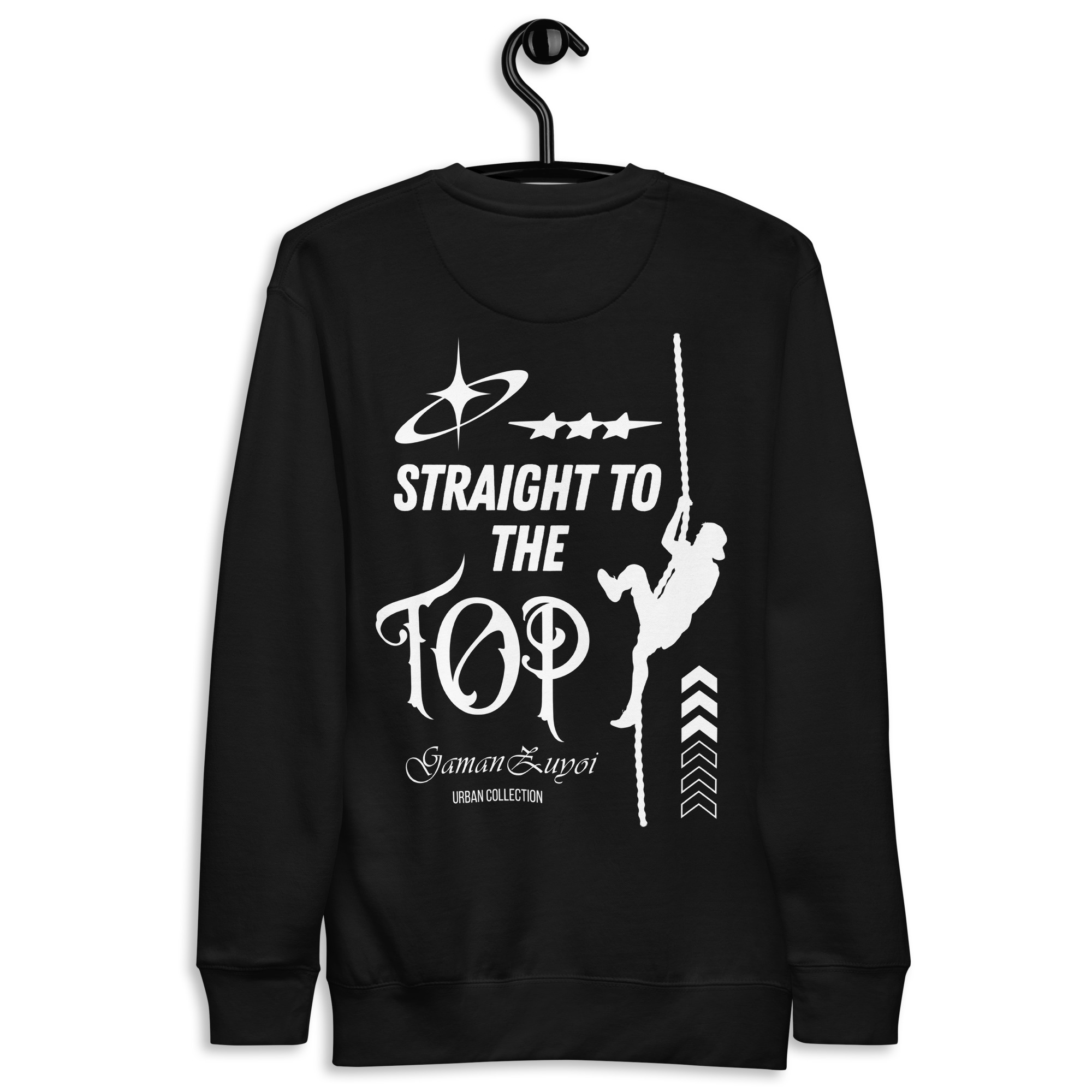 Sudadera sin capucha modelo Straight to the top de GamanZuyoi color negro parte trasera