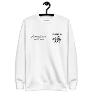 Sudadera sin capucha modelo Straight to the top de GamanZuyoi color blanco parte delantera