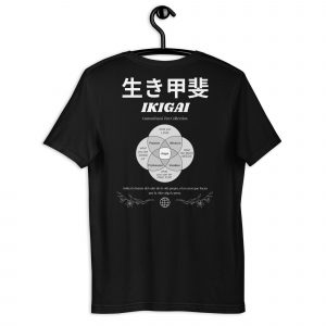 Camiseta manga corta modelo Ikigai de GamanZuyoi Zen Collection color negro parte trasera